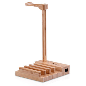 Wooden Headphone Stand Charging Dock