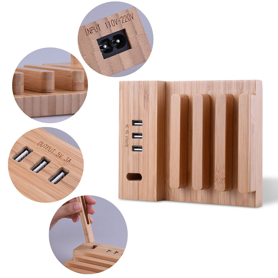 Wooden Headphone Stand Charging Dock