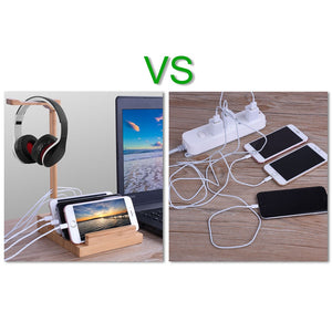 Wooden Headphone Stand Charging Dock